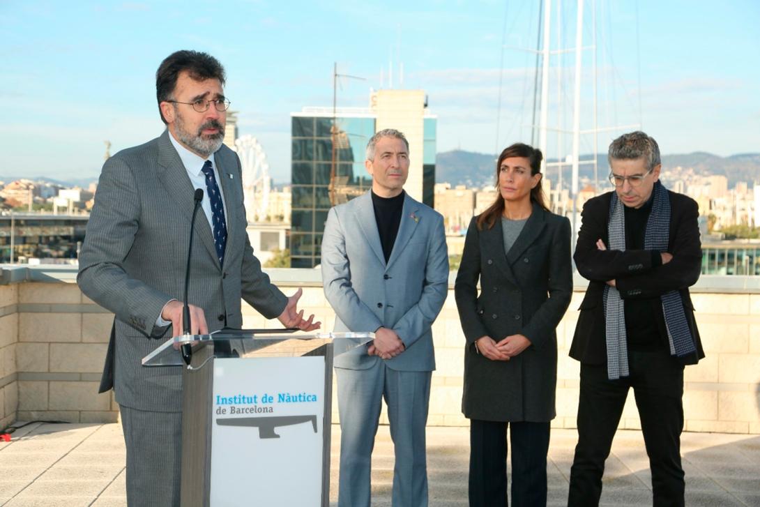 El president del Port de Barcelona, Lluís Salvadó, durant la presentació de la nova seu.