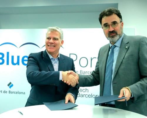 Martin Beaulieu, CEO La Zone Bleue, and Lluís Salvadó, president of the Port of Barcelona.