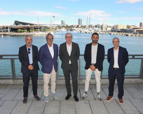 El director general d’ANEN, Jordi Carrasco; el presidente del Salón Náutico, Luis Conde; el presidente del Port de Barcelona, José Alberto Carbonell; el director del Salón Náutico, Josep Antoni Llopart; y el director de Port Vell, David Pino.