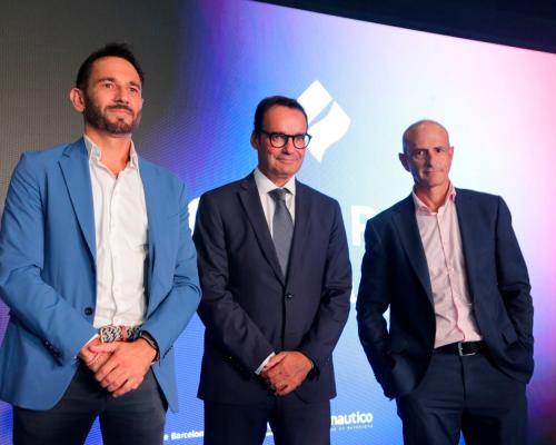 Josep Antoni Llopart, director del Saló Nàutic Internacional de Barcelona; Àlex Garcia, director general del Port de Barcelona, i David Pino, director del Port Vell.