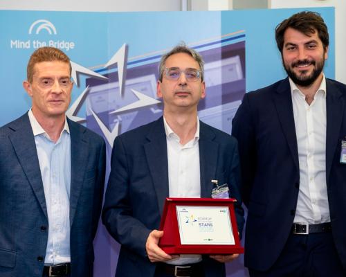 Alberto Onetti, president de Mind the Bridge; Carles Rúa, cap d’Innovació del Port de Barcelona, i Javier Garrido, responsable tècnic d’Innovació.