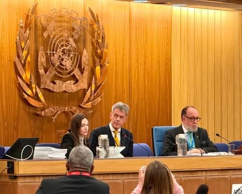 La directora de Relacions Institucionals del Port de Barcelona, Ingrid Boqué, durant la seva intervenció a la 50a sessió del Comitè de Facilitació (FAL50) de l’OMI.