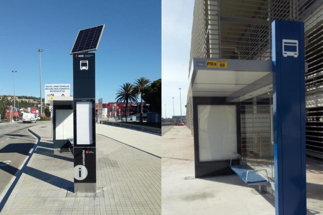 NNou tòtem informatiu a la parada Tram V Porta 29 i Nova parada del servei a la terminal BEST.