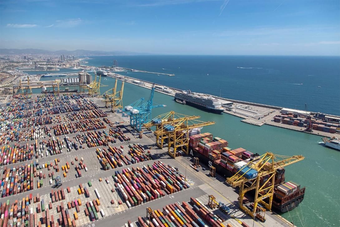 Aerial image of the Port of Barcelona.