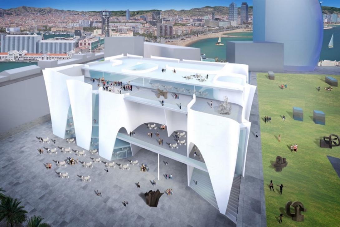 Imatges de l'edifici projectat per l'arquitecte Toyo Ito on s'ubicarà el centre cultural del Hermitage a la Nova Bocana del Port de Barcelona.