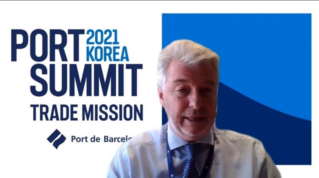 Manuel Galán, cap de Relacions Externes del Port de Barcelona, durant la presentació del Port Summit Mission Empresarial Corea 2021.