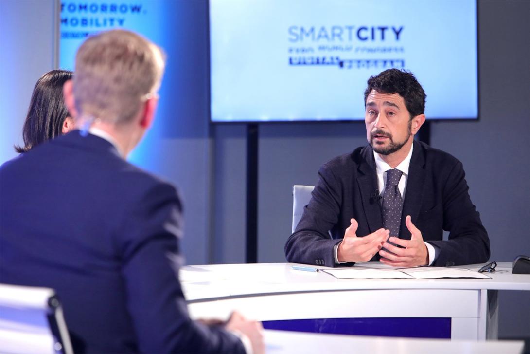 Damià Calvet, president of the Port of Barcelona, during the round table "Ports collaborating with cities". collaborating with cities".