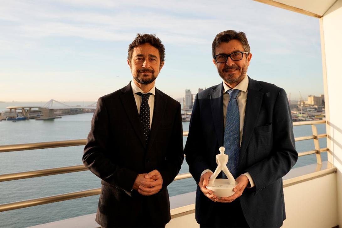 El president del Port de Barcelona, Damià Calvet, i el president de Ports de l'Estat, Álvaro Rodríguez Dapena.