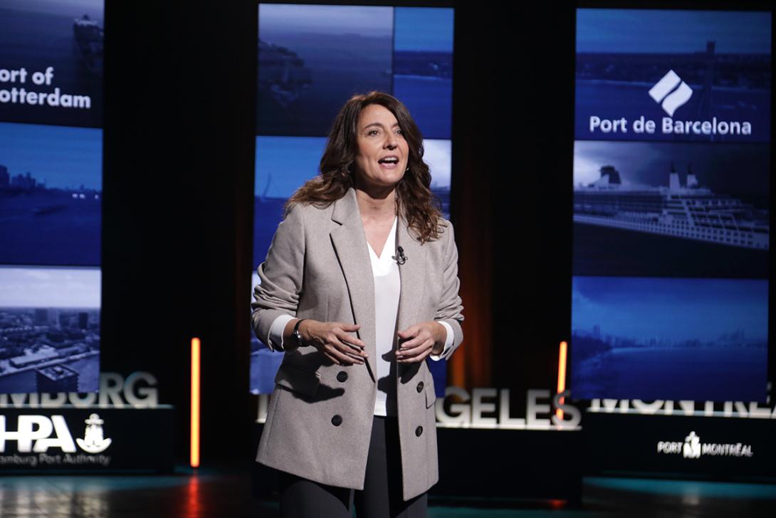 Mercè Conesa, presidenta del Port de Barcelona, durant l'acte d'inauguració de la segona edició de l'Smart Ports: Piers of the Future.