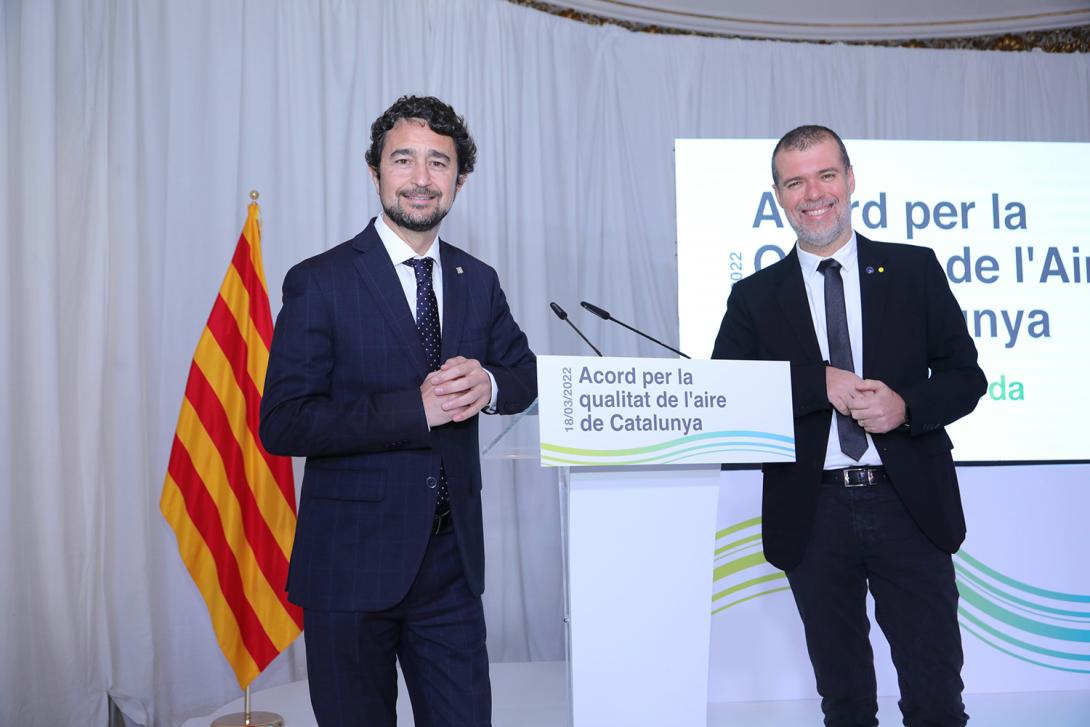 Els presidents dels Ports de Barcelona i Tarragona, Damià Calvet i Josep Maria Cruset, respectivament.
