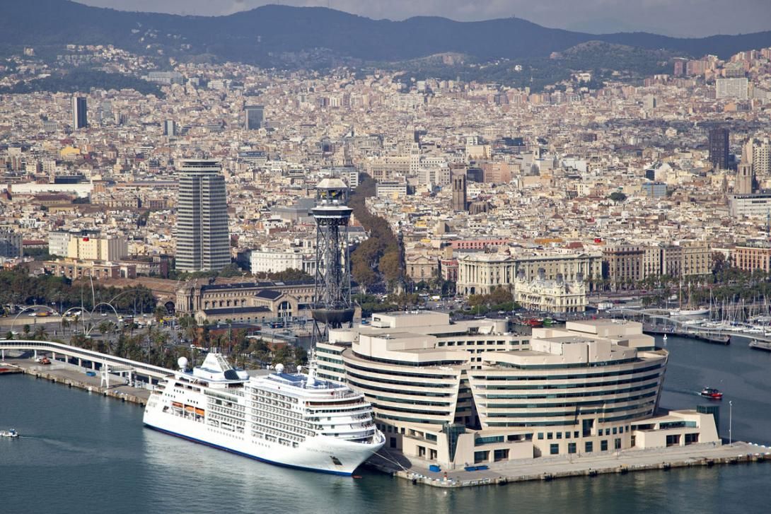 Aerial view of the Port of Barcelona.
