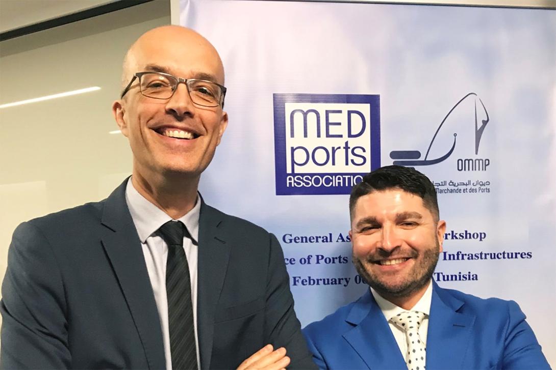 From left to right: Jordi Torrent, head of strategy at Port of Barcelona and secretary general of MEDPorts, and Pino Musolino, president of the Autorità di Sistema Portuale (AdsP) of the Tyrrhenian Sea Centro Settentrionale and president of MEDPorts.