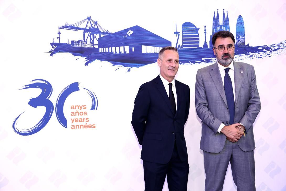 D’esquerra a dreta: el director general de Centro Intermodal de Logistica, S.A. (Cilsa), Jordi Guerrero; i el president del Port de Barcelona, Lluís Salvadó.
