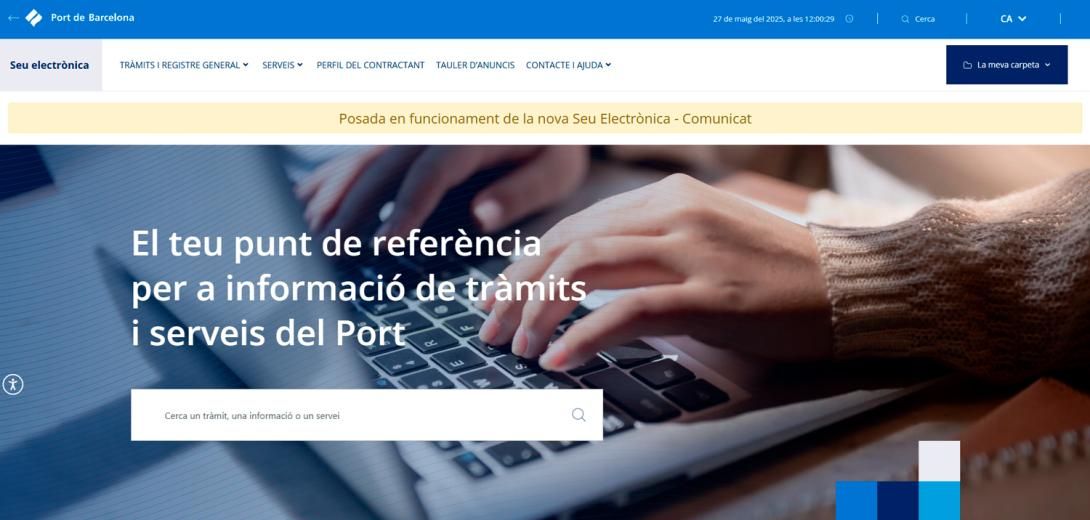 Portada de la nova Seu Electrònica del Port de Barcelona.