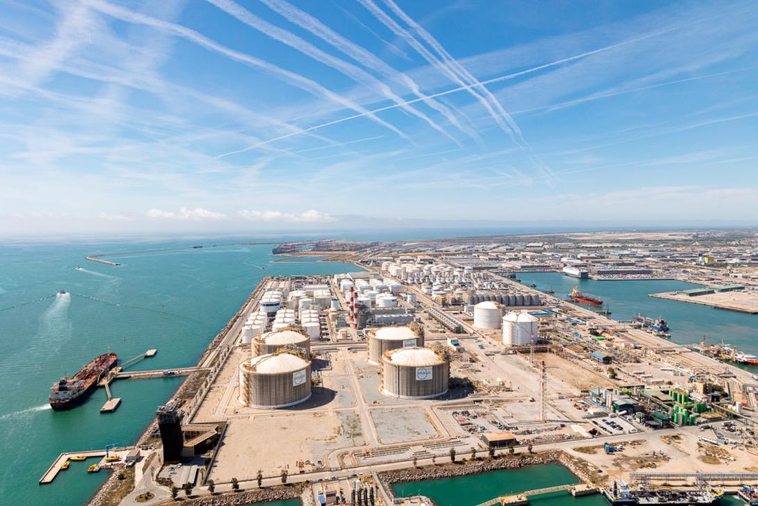 Panoràmica aèria del moll de l’Energia. 